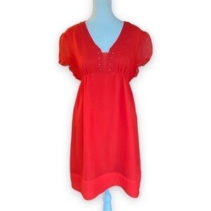 JOIE Red Silk Button Front Babydoll Dress